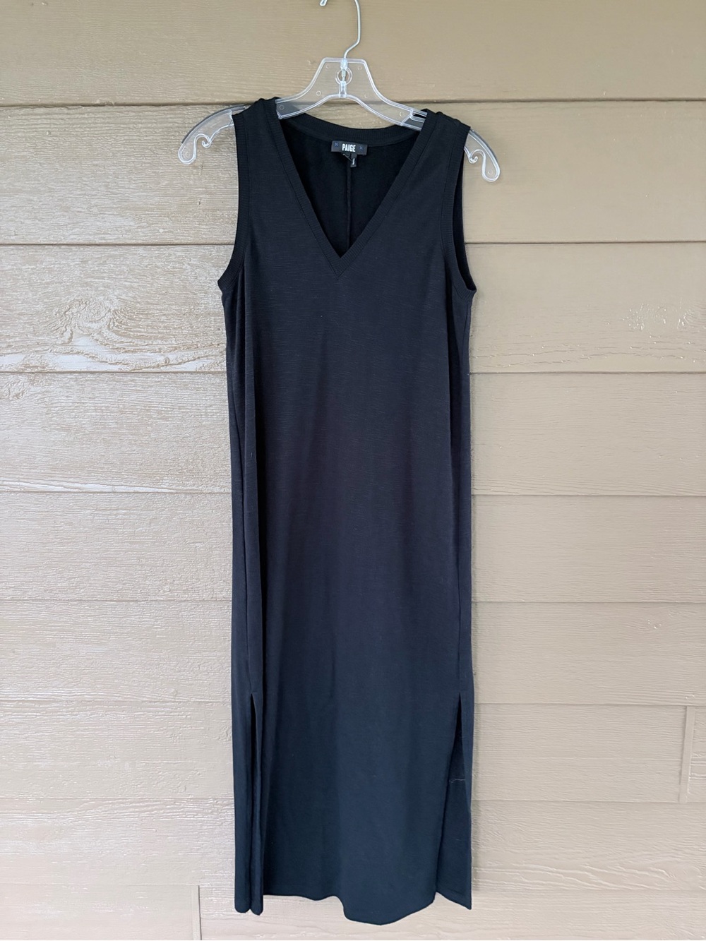 PAIGE Black Sleeveless V-Neck Maxi Dress w/ Two Bottom Small Slits -Sz S